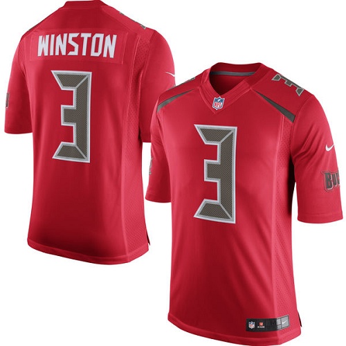 Men's Elite Jameis Winston Nike Jersey Red - #3 Rush NFL Tampa Bay Buccaneers